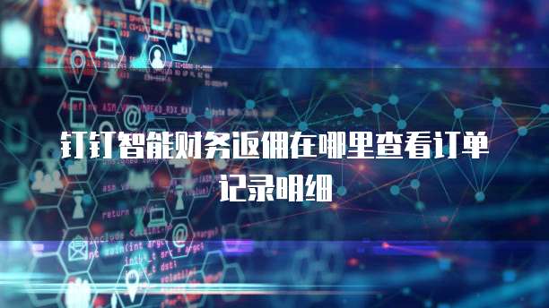 钉钉智能财务返佣在哪里查看订单记录明细