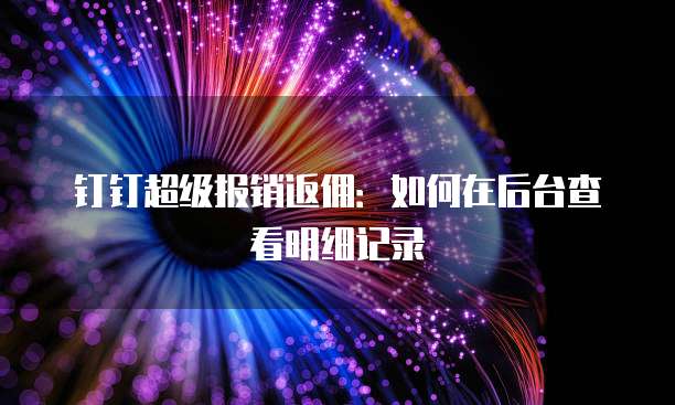 钉钉超级报销返佣：如何在后台查看明细记录