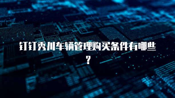 钉钉秀川车辆管理购买条件有哪些?