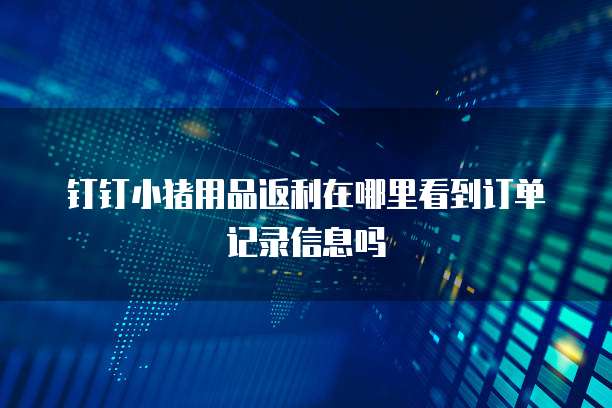 钉钉小猪用品返利在哪里看到订单记录信息吗