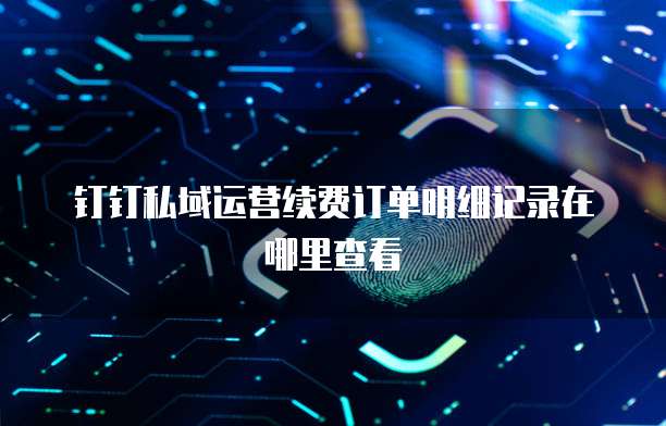 钉钉私域运营续费订单明细记录在哪里查看