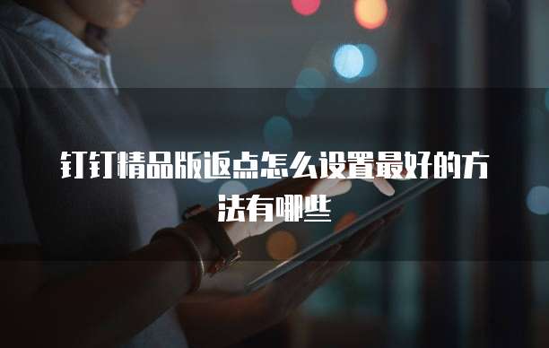 钉钉精品版返点怎么设置最好的方法有哪些