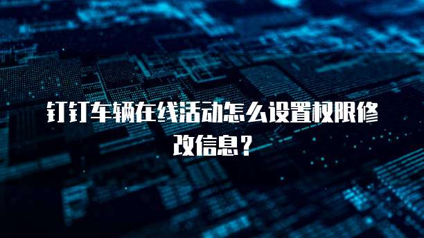 钉钉车辆在线活动怎么设置权限修改信息?