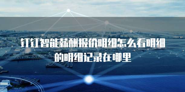 钉钉智能薪酬报价明细怎么看明细的明细记录在哪里