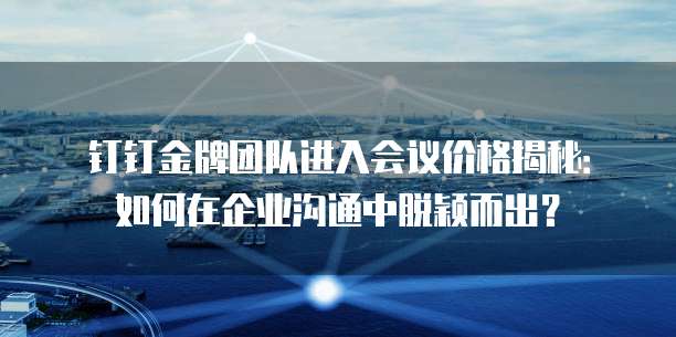 钉钉金牌团队进入会议价格揭秘:如何在企业沟通中脱颖而出?