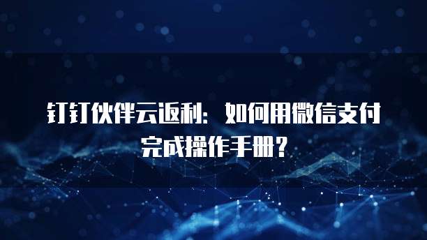 钉钉伙伴云返利:如何用微信支付完成操作手册?