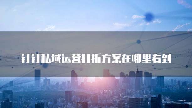 钉钉私域运营打折方案在哪里看到