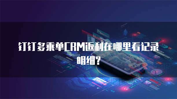 钉钉多乘单CRM返利在哪里看记录明细?