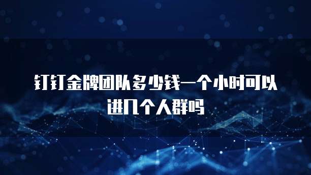 钉钉金牌团队多少钱一个小时可以进几个人群吗