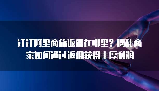 钉钉阿里商旅返佣在哪里?揭秘商家如何通过返佣获得丰厚利润