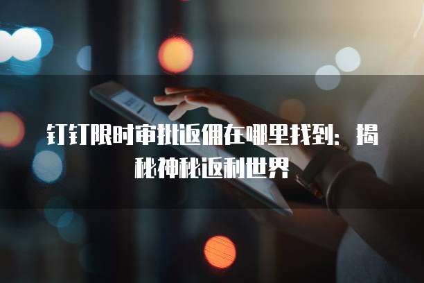 钉钉限时审批返佣在哪里找到:揭秘神秘返利世界