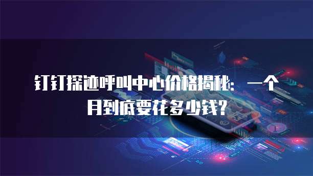 钉钉探迹呼叫中心价格揭秘:一个月到底要花多少钱?