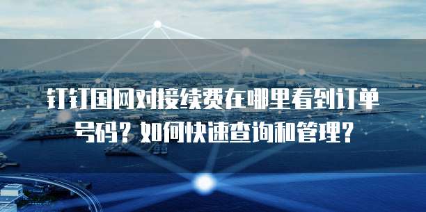 钉钉国网对接续费在哪里看到订单号码?如何快速查询和管理?