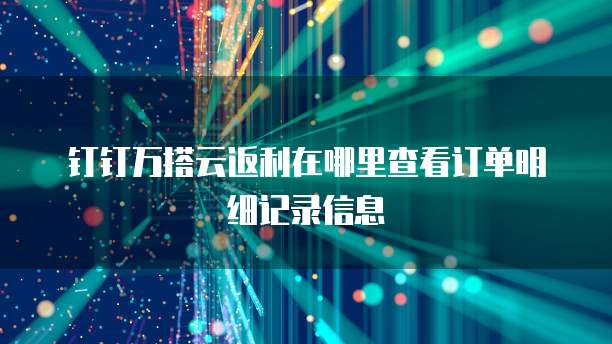 钉钉万搭云返利在哪里查看订单明细记录信息