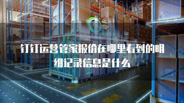 钉钉运营管家报价在哪里看到的明细记录信息是什么