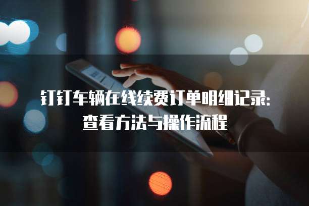 钉钉车辆在线续费订单明细记录：查看方法与操作流程