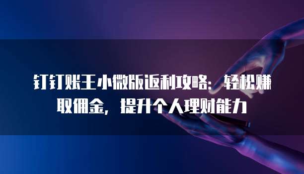 钉钉账王小微版返利攻略:轻松赚取佣金,提升个人理财能力