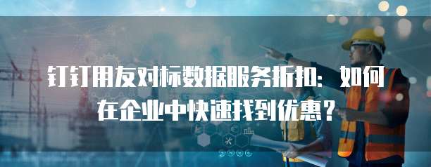 钉钉用友对标数据服务折扣:如何在企业中快速找到优惠?