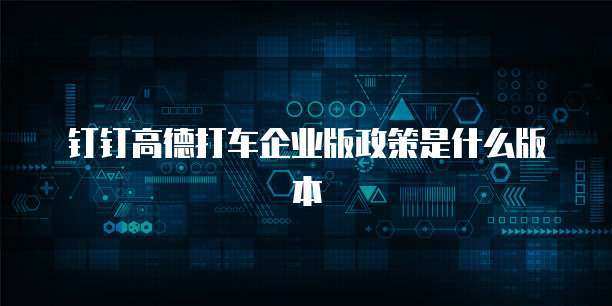 钉钉高德打车企业版政策是什么版本
