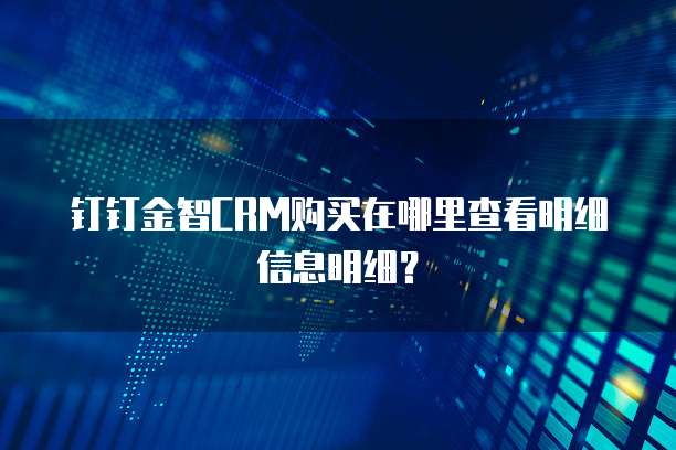钉钉金智CRM购买在哪里查看明细信息明细?