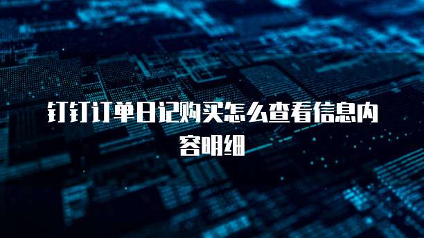 钉钉订单日记购买怎么查看信息内容明细