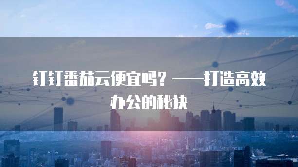 钉钉番茄云便宜吗?——打造高效办公的秘诀