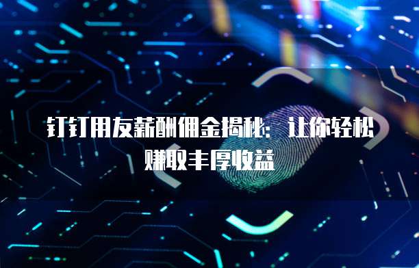 钉钉用友薪酬佣金揭秘:让你轻松赚取丰厚收益