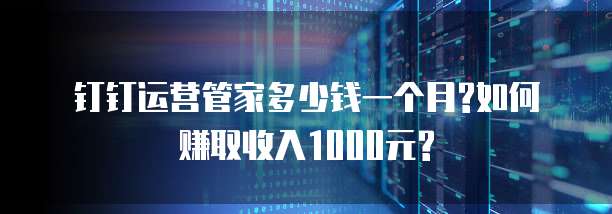 钉钉运营管家多少钱一个月?如何赚取收入1000元?