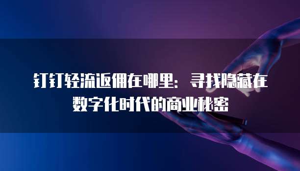 钉钉轻流返佣在哪里:寻找隐藏在数字化时代的商业秘密