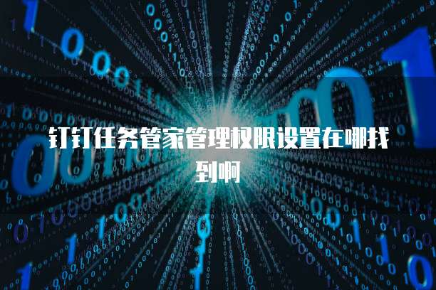 钉钉任务管家管理权限设置在哪找到啊