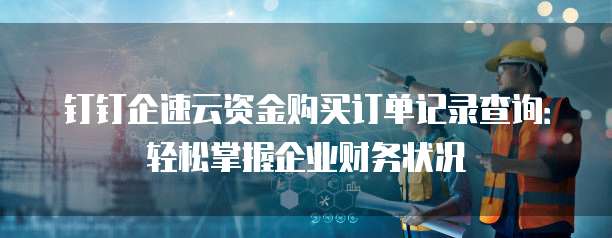 钉钉企速云资金购买订单记录查询:轻松掌握企业财务状况