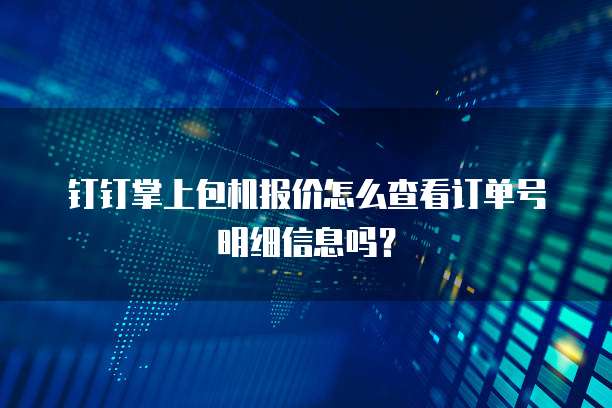 钉钉掌上包机报价怎么查看订单号明细信息吗?