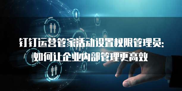 钉钉运营管家活动设置权限管理员:如何让企业内部管理更高效