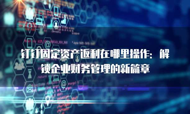 钉钉固定资产返利在哪里操作:解锁企业财务管理的新篇章