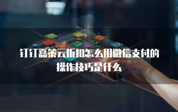 钉钉嘉策云折扣怎么用微信支付的操作技巧是什么