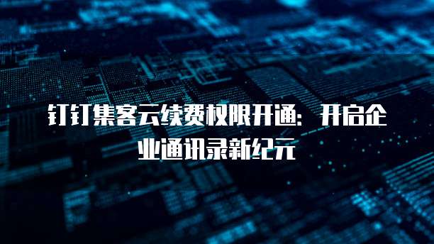 钉钉集客云续费权限开通:开启企业通讯录新纪元