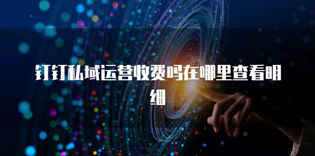 钉钉私域运营收费吗在哪里查看明细