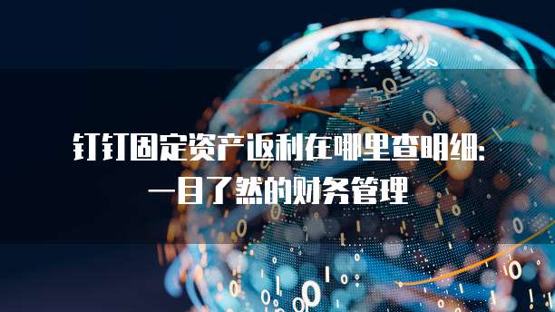 钉钉固定资产返利在哪里查明细:一目了然的财务管理