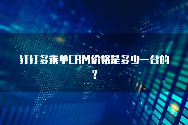 钉钉多乘单CRM价格是多少一台的？