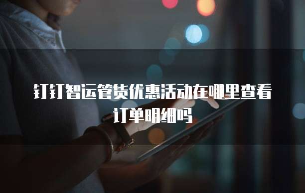 钉钉智运管货优惠活动在哪里查看订单明细吗