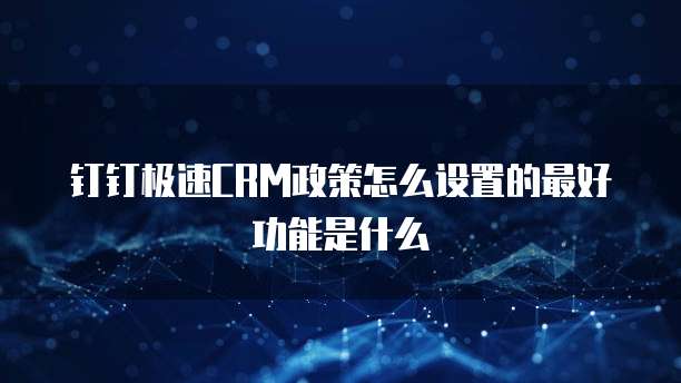 钉钉极速CRM政策怎么设置的最好功能是什么