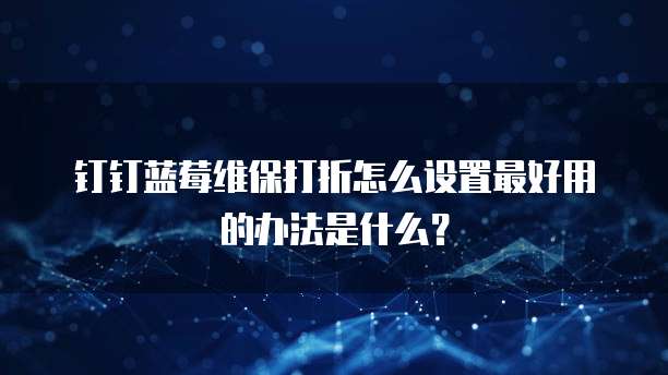 钉钉蓝莓维保打折怎么设置最好用的办法是什么?