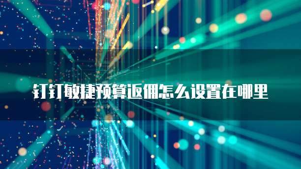 钉钉敏捷预算返佣怎么设置在哪里