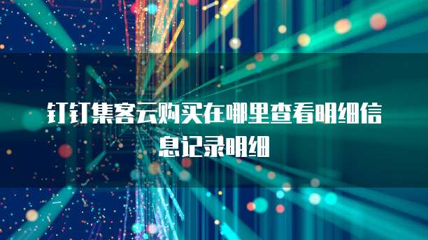 钉钉集客云购买在哪里查看明细信息记录明细