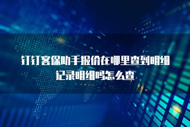 钉钉客保助手报价在哪里查到明细记录明细吗怎么查