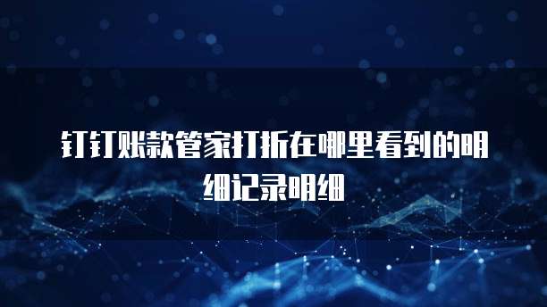 钉钉账款管家打折在哪里看到的明细记录明细