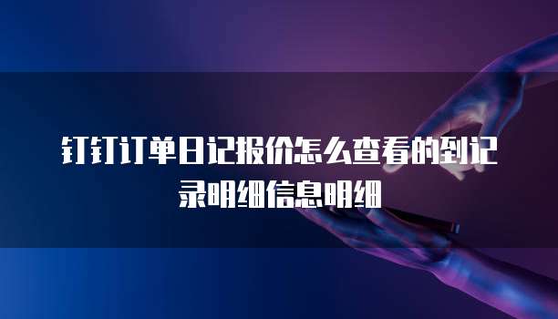 钉钉订单日记报价怎么查看的到记录明细信息明细