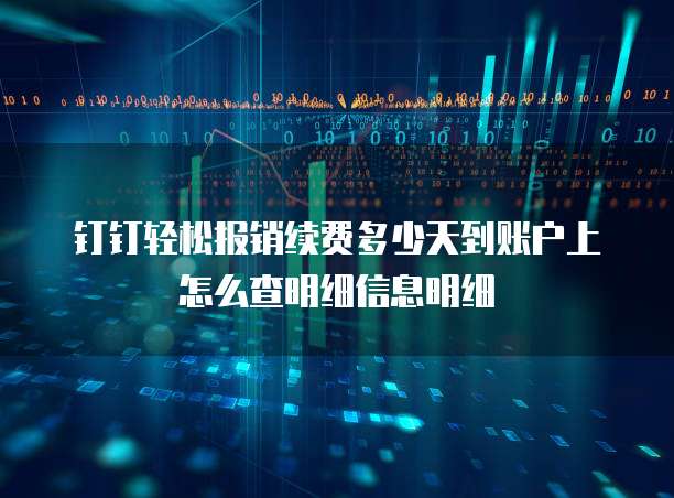 钉钉轻松报销续费多少天到账户上怎么查明细信息明细