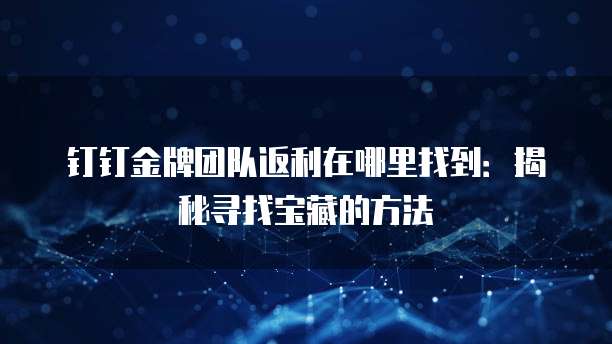 钉钉金牌团队返利在哪里找到:揭秘寻找宝藏的方法