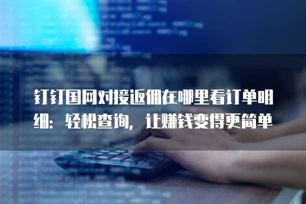 钉钉国网对接返佣在哪里看订单明细:轻松查询,让赚钱变得更简单